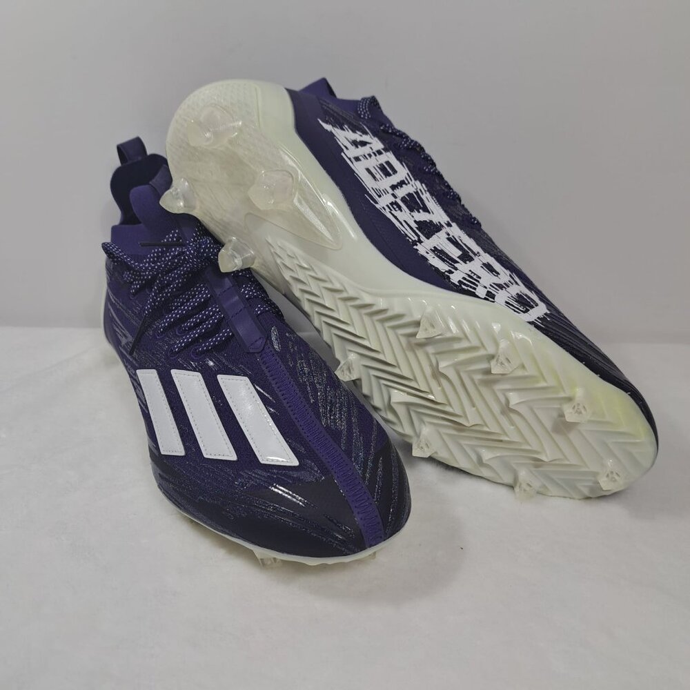 Adidas Adizero Primeknit Football Cleats Mens 13 Shoes Purple White Mid Sneakers - Picture 2 of 12